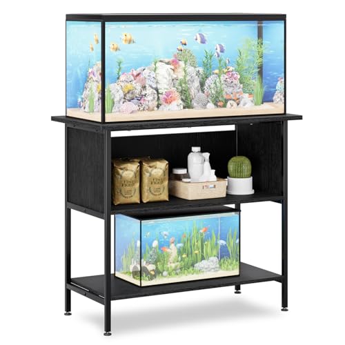 APPOLYN 40-50 Gal 3-Tier Aquarium Stand Fish Tank Stand, Black | 36.6"Lx18.9"Wx31.5"H, Heavy Duty Metal Frame, Turtle Reptile Terrarium Tank Stand, Living Room, Reception Room, Office - color: Black, size: 40-50 Gallon