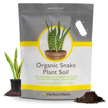 Perfect Plants Snake Plant Soil, 8 qt, Coco Coir Potting Mix | All-natural pine bark, perlite and sand for indoor Sansevieria, drains quickly and resists compaction, no added fertilizer - size: 8qt.