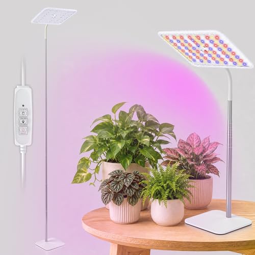 18W Grow Lights for Indoor Plants with Stand, Full Spectrum LED Plant Light for Indoor Plants,12-59 Inches Height Adjustable Growing Lamp with Auto On/Off Timer 4H/8H/12H, 4 Dimmable Brightnes | 120 LEDs Full Spectrum Plants Growing Light, 12-60" Height A