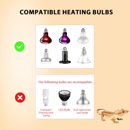 5.5" Reptile Heat Lamp Fixture with PID Dimming Thermostat, Independent Day Night Temperature Control, MAX 100W (Bulb Not Included) - size: 5.5 INCH