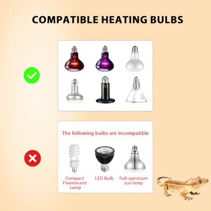 5.5" Reptile Heat Lamp Fixture with PID Dimming Thermostat, Independent Day Night Temperature Control, MAX 100W (Bulb Not Included) - size: 5.5 INCH