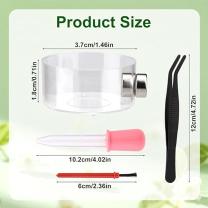 6pcs Jumping Spider Feeding Dish Set, Includes 2 Magnetic Water Bowl Tray 2 Brushes 1 Reptile Feeding Tongs & 1 Dropper Jumping Spider Enclosure Accessories Kit