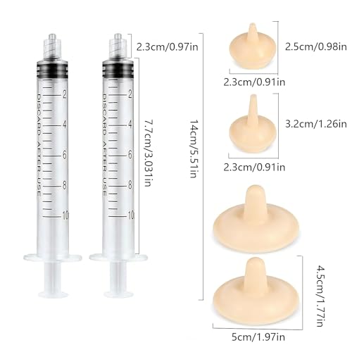 Pet Feeder Syringe, Newborn Animal Feeder Syringe Pet Feeding Nursing Syringe Silicone Feeding Pacifier,Pet Feeding Nipple for Kitten and Puppy (2x10ml Feeder &1S+1M+2L Nipples)