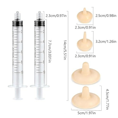 Pet Feeder Syringe, Newborn Animal Feeder Syringe Pet Feeding Nursing Syringe Silicone Feeding Pacifier,Pet Feeding Nipple for Kitten and Puppy (2x10ml Feeder &1S+1M+2L Nipples)