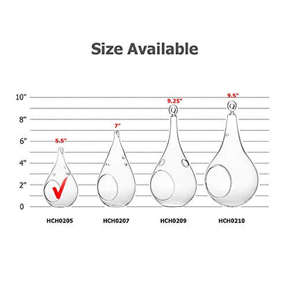 WGV Glass Hanging Plant Terrarium Bulk, Width 3", Height 5.5", Teardrop DIY Air Succulent Planter Clear Tea Light Votive Candle Holder, Wedding Event Office Home Outdoor Decor, 3 Pieces