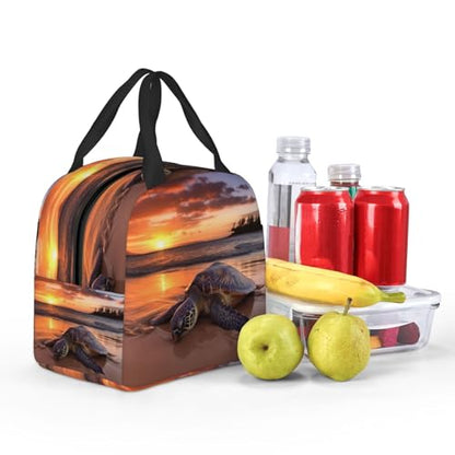 Insulated Lunch Bag Sea turtle sunset Lunch Box for Women Men Reusable Leakproof Lunch Cooler Bag for Office Picnic - color: Sea Turtle Sunset