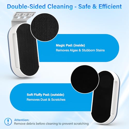 fishkeeper Aquarium Glass Cleaner, Double Side Algae Scraper with 2 Blades | Magnetic Aquarium Glass Cleaner with Self Floating, Glass Scrubber Brush for 0.2-0.7 Inch Thick Thick Glass & Acrylic Tanks