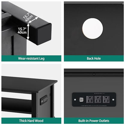 YITAHOME Aquarium Stand with Power Outlets, Black | 55-75 Gallon Fish Tank Stand, Cabinet with RGB Light Strip Suitable for Turtle Tank, Reptile Terrarium, 900LBS Capacity