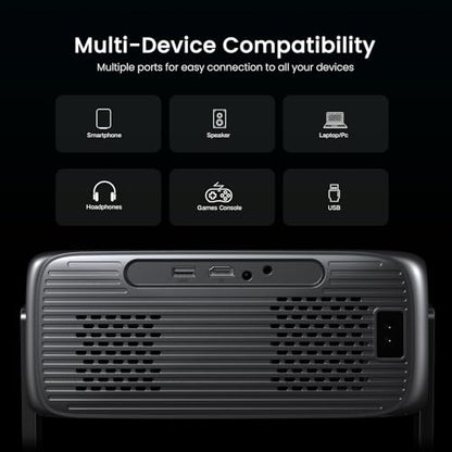 HAPPRUN 2000 ANSI Outdoor Projector with Official Google TV, 4K Decoding | Dolby Audio, 10K+ Apps, AI Auto Focus, 270° Stand,Smart Projector with WiFi and Bluetooth, Movie Projector for Indoor/Outdoor