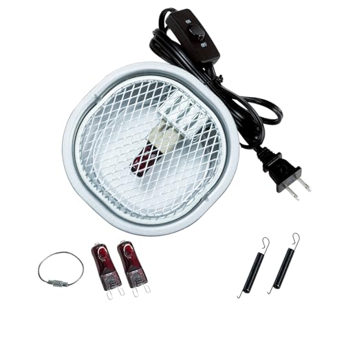 REPTI ZOO G9 Reptile Infrared Heat Lamp Combo Kit- 50W UVA Basking Red Bulb & Low Profile Tank Hood for Bearded Dragons Turtles Lizards Geckos | Terrarium Heating Lamp Spot Light with Safety Mesh