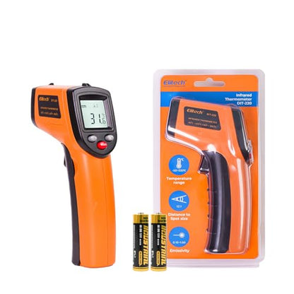 Elitech Laser Temperature Gun, Non-Contact Digital Infrared Thermometer, Adjustable Emissivity, Backlight, Handheld for Grill, Meat, Food, Candy, Automotive, HVAC Tools, -50~530°C(-58~986°F), DIT-220
