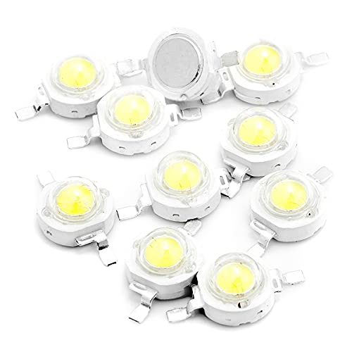 CHANZON 10 pcs High Power Led Chip 3W Cool White 10000k - 15000K | (600mA- 700mA / DC 3V - 3.4V / 3 Watt) Super Bright Intensity SMD COB Light Emitter Components Diode Bulb Bead DIY Lighting - color: D) Cool-white (10000k)