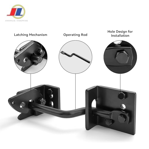 Gravity Gate Latch, Self-Locking, Heavy Duty, Black | Heavy duty black gravity gate latch with self-locking action; adjustable outdoor hardware for wood and metal gates. - size: Heavy Gravity