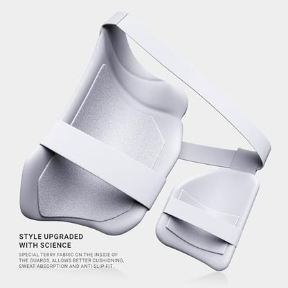 moonwalkr Cricket Thigh Guards 2.0 Lightweight Cricket Guard & Equipment Unisex Thigh Pads for Batter's Height (5'4"- 5'8") Safeguarding Both Your Outer and Inner Thighs White (Medium, Left Hand)