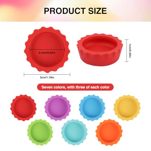 21 Pack Crested Gecko Food and Water Dish, Silicone Reptile Food Bowl, Gecko Tank Accessories for Hermit Crab, Tarantula, Isopods and Lizard, 7 Colors