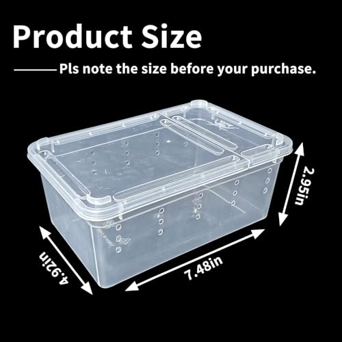 PINVNBY Reptile Feeding Box 8 PCS Snake Breeding Box Reptile Transport Container 7.48"x4.92"x2.95" Portable Habitat Plastic Cricket Cage for Lizard Spider Scorpion Gecko Tortoise Treefrog