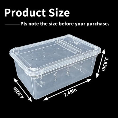PINVNBY Reptile Feeding Box 8 PCS Snake Breeding Box Reptile Transport Container 7.48"x4.92"x2.95" Portable Habitat Plastic Cricket Cage for Lizard Spider Scorpion Gecko Tortoise Treefrog