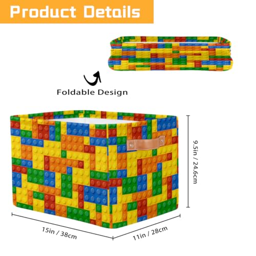 Nursery Decor Storage Bins - Colorful Building Blocks Large Collapsible Rectangle Shelf Closet Organizer Baskets for Kids Dirty Clothes, Bedroom,Bathroom,Toy Bin,Gift Basket - color: Colorful Building Blocks