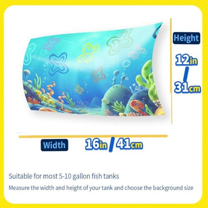 Aquarium Background Stickers for 5-9 Gallon Tanks, Cartoon Underwater Self-Adhesive Fish Tank Reptile Terrarium Decor Poster (16 x 12inches / (41 x 31 cm)) - size: 16 x 12inches / (41 x 31 cm)