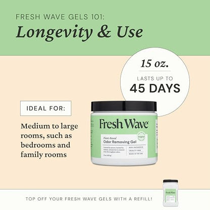 Fresh Wave Odor Eliminator Gel 2-Pk 15oz & 7oz Air Freshener, Mix Pack | Plant-based formula. No parabens or harsh chemicals. EPA Safer Choice. Bathroom & closet odor absorber. Refillable. - size: 22 fl oz (Pack of 2: 15 fl oz & 7 fl oz)