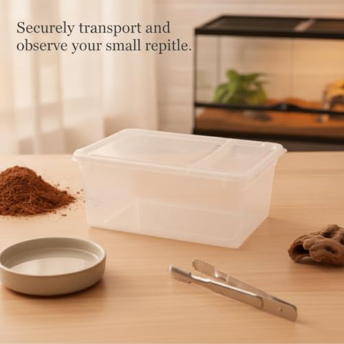 Small Plastic Terrarium Container, Clear PP Habitat Box for Reptiles & Amphibians, 6.7 x 4.1 x 2.8 Inches, White