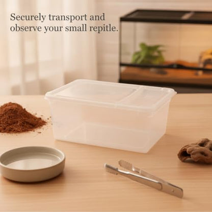 Small Plastic Terrarium Container, Clear PP Habitat Box for Reptiles & Amphibians, 6.7 x 4.1 x 2.8 Inches, White