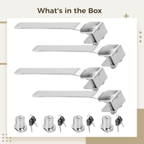 Showcase Cabinet Terrarium Vivarium Display, 4 Pcs Zinc Alloy Security Lock, Keyed Alike Ratchet Glass Door Lock With Key, For Reptile Tank Sliding Glass