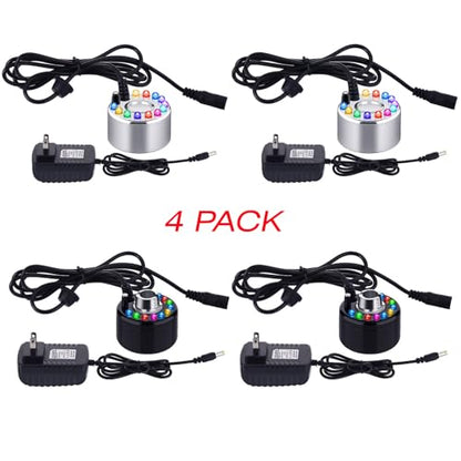 Yaomiao 4 Piece Halloween Mist Maker Fogger, Black and Silver | Small Ultrasonic Fog Machine, with 12 LED Lights, for Pond Fountain Water Garden, Mister Air Humidifier - color: Black and Silver