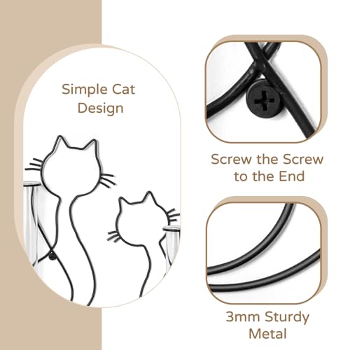 Metal Wall Propagation Station with Glass Tubes, Cat Wall Design | Removable Glass Tubes for Pothos, Plant Cuttings, Herbs, Air Plants and Single Flowers