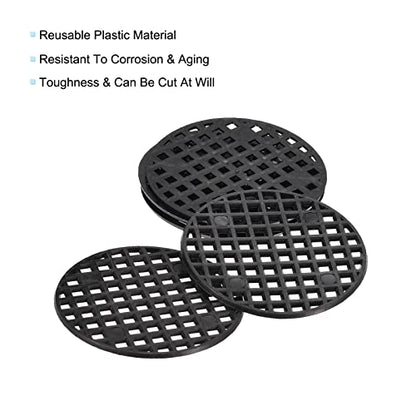 MECCANIXITY 50 Pcs Flower Pot Hole Mesh Pad 1.8" Invisible Rigid Round Plastic Bottom Grid Drainage Screens Prevent Soil Loss for Flower Plant, Bonsai Black - size: 1.8 inches