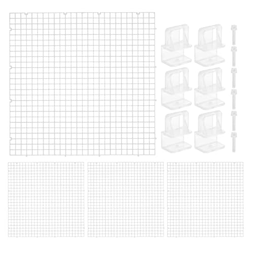 Zerodeko 1 Set Terrarium/Aquarium Screen Lid - Plastic Grid Tank Top Cover with 6 Support Clips - DIY Cut-to-Size Replacement Canopy - Helps Prevent Jumping, Allows Airflow & Light