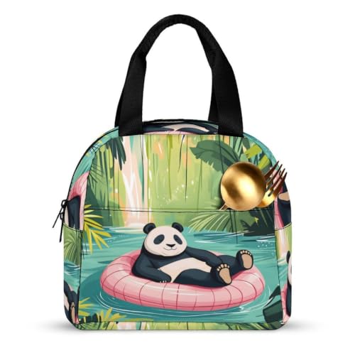 Funny Panda Lunch Bag for Women Men | Insulated Lunch Box Leakproof Food Meal Containers Reusable Foldable 6L Capacity Lunch Tote Bags for Work Picnic Travel - color: Style 4