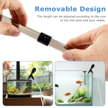 Small Fish Aquarium Gravel Cleaner Kit - Manual 80GPH Strong Suction Gravel Vacuum for Aquarium, Water Changer, Sand Washer, Glass Cleaner & Waste Remover for 5-80 Gallon Tanks, 200cm Hose
