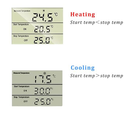 Plug in Thermostat Temperature Controller Heavy Duty Digital Thermostat Outlet Plug Heating Cooling Mode Countdown Timer