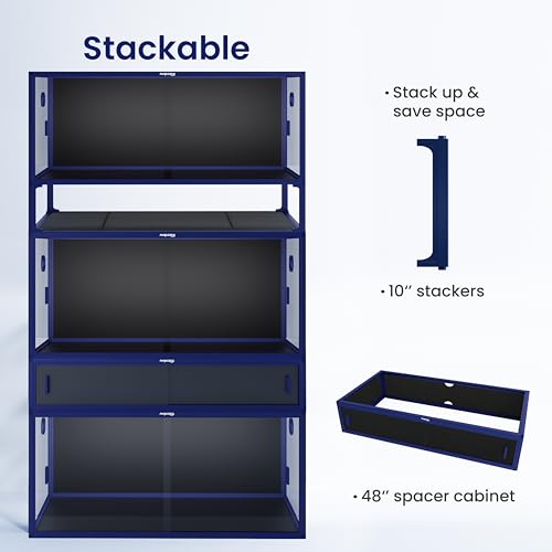 Lightweight 85 Gallon Reptile Enclosure for Snake, Bearded Dragon | Optimal Ventilation & Light Penetration by Rust Proof Mesh Top, Easy Assembly within 6 Steps with Clear Instruction - color: Dart Blue, size: 85 Gallon