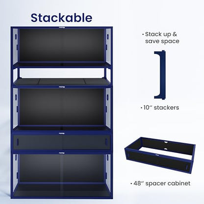 Lightweight 85 Gallon Reptile Enclosure for Snake, Bearded Dragon | Optimal Ventilation & Light Penetration by Rust Proof Mesh Top, Easy Assembly within 6 Steps with Clear Instruction - color: Dart Blue, size: 85 Gallon