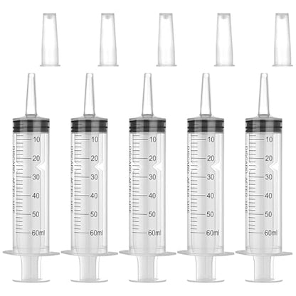 60ml Syringe for Liquids, Individually Wrapped, 5 Pack | Plastic Syringes for Liquids, Jello Shots, Precision Liquid Dispensing, DIY Craft & Resin Measuring - style: 60cc