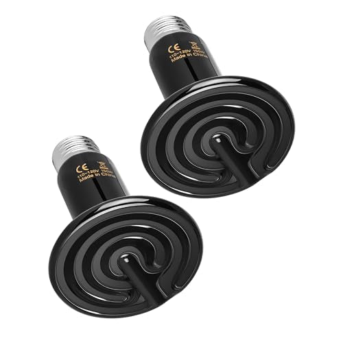 Simple Deluxe 150W Ceramic Heat Emitter Reptile Heat Lamp Bulb No Light Emitting Brooder Coop Heater for Amphibian Pet & Incubating Chicken, 2 Pack | No Light Emitting, Brooder Coop Heater, For Amphibian Pet, Incubating Chicken - size: 150W *2, style: D-7