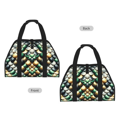 Augenstern Large Snake-Scales-Pattern Firewood Carrier Bag, 600d Oxford Cloth Log Tote with Reinforced Handles, Open-End Wood Hauling Bag for Fireplace, Wood Stove, Camping and Outdoor Storage