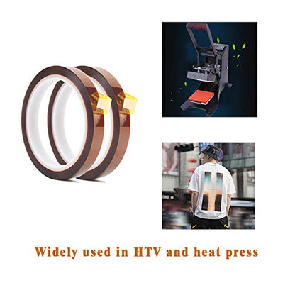 2 Rolls 10mm X 33m 108ft Heat Tape,Adhesive Heat Resistant / Transfer Tape, Heat Vinyl Thermal Sublimation Press Tape,No Residue ,Electronics,Soldering,Circuit Board - size: 10MM 2ROLLS