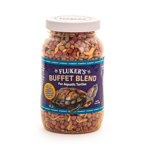 Fluker's Buffet Blend Aquatic Formula, Turtle Food with Freeze, Dried Shrimp, Mealworms, and Vitamin Enriched Pellets, 7.5 oz - size: 7.5 Ounce (Pack of 1)