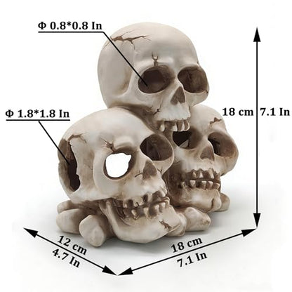Resin Skull Aquarium Ornament, Hide Cave for Fish & Reptile Tank | Hide house for betta fish and reptiles to play, spacious resting cave, Halloween decor for aquarium and reptile tank