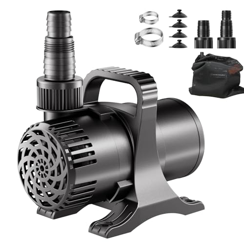 230W 4500 GPH Pond Pump, High Flow Heavy Duty Submersible Water Pump for Large Ponds, Pools & Waterfalls, Ultra Quiet Continuous Operation, Submersible & Inline Use, Includes Filter Bag - size: 4500 GPH