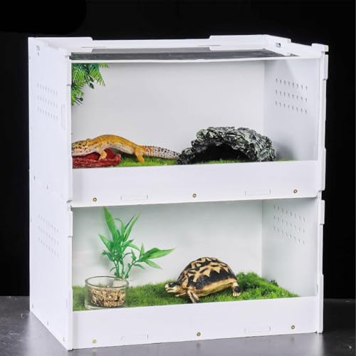 Reptile Breeding Box Terrarium Habitat Feeding Container with Transparent Window Made of Acrylic and Wood PP for Bearded, S - size: S