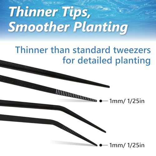 Long Tweezers for Aquascaping, 2 Pack 25cm / 9.8in Fine Tip 1mm – Tools for Aquarium Plants, Terrariums, Fish Tank & Reptile Feeding