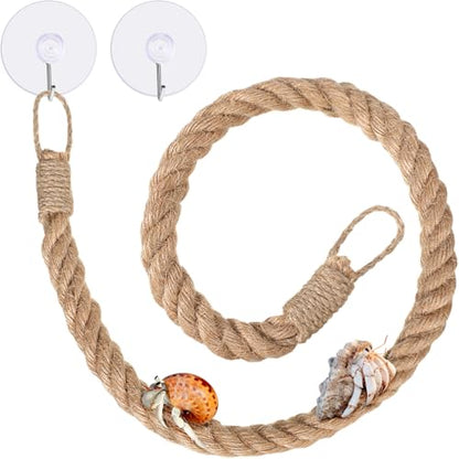 Hermit Crab Toys Hermit Crab Climbing Jute Rope Ladder with Hooks Reptile Tank Terrarium Accessories Habitat Decor for Lizards Geckos Snakes(1 Pcs,23.6 Inch) - size: 23.6 Inch