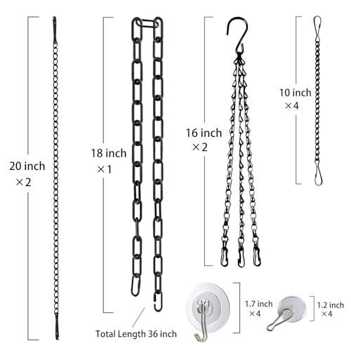 Stained Glass Hanging Chain Kit, 9 Black Metal Chains & 8 Hooks | Multi-Length Hanging Hardware for Stained Glass Panels, Suncatchers, Picture, Wood Signs, Plant Hangers & DIY Home Decor