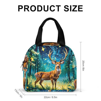 Starry Night Deer Lunch Bag for Women Men | Insulated Lunch Box Leakproof Food Meal Containers Reusable Foldable 6L Capacity Lunch Tote Bags for Work Picnic Travel - color: style-17