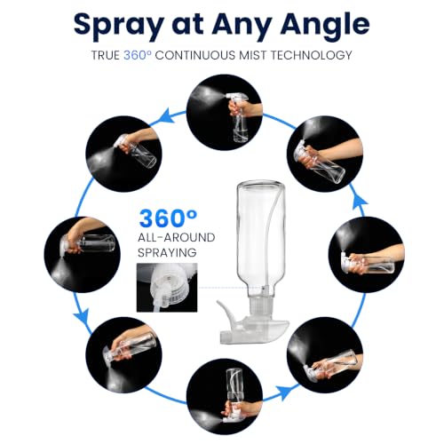 12oz Glass Spray Bottles 2 Pack, 360° Any-Angle Spraying | Refillable Leak-proof Bottles with Adjustable Nozzle; Ideal for Cleaning, Essential Oils, Plants & Hair Care - color: Clear