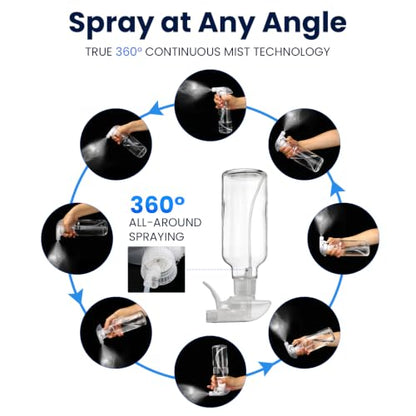 12oz Glass Spray Bottles 2 Pack, 360° Any-Angle Spraying | Refillable Leak-proof Bottles with Adjustable Nozzle; Ideal for Cleaning, Essential Oils, Plants & Hair Care - color: Clear